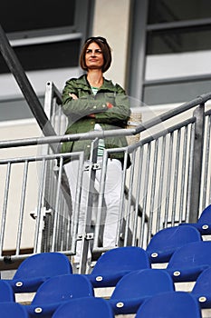 Female spectator at race track