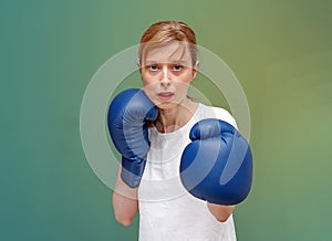 Female sportist with boxing gloves