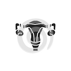 Female sterilization black glyph icon. Tubal ligation. Permanent contraception and birth control. Pictogram for web page