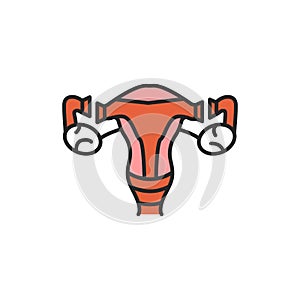 Female sterilization color line icon. Tubal ligation. Permanent contraception and birth control. Pictogram for web page, mobile