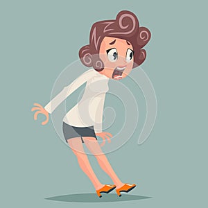 Female Stress Shok Emotion Fear Horror Depression Busineswoman Character Icon Retro Vintage Cartoon Design Vector