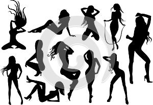 Female Stripper Silhouettes