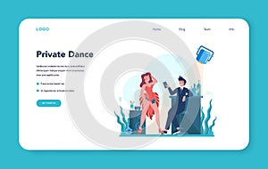 Female stripper web banner or landing page. Pole dancing girl