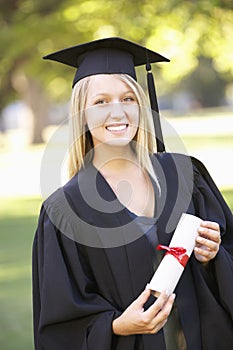 Female Student Attending Graduation Ceremony