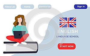 Female student learn English online