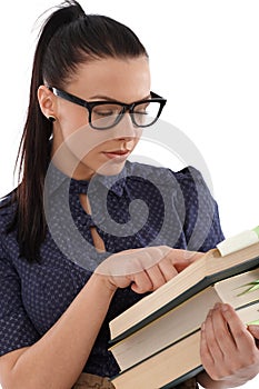 Female student reading book