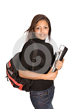 Female student with rucksack