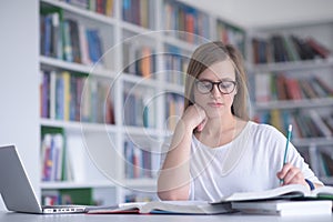 Female student study in school library