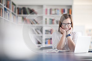 Female student study in school library