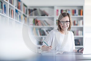 Female student study in school library