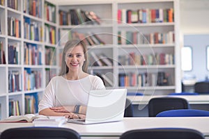 Female student study in school library