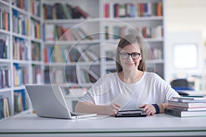 Female student study in school library