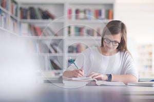 Female student study in school library