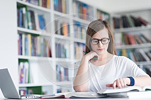 Female student study in school library