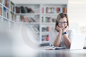 Female student study in school library
