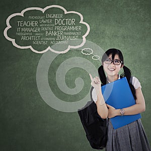 Female student thinking her dreams