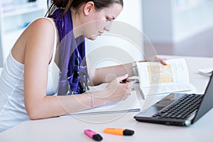 Female student in the university library