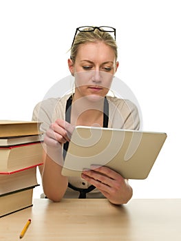 Female Student using Tablet computer