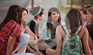 Female Students Talking Outdoors