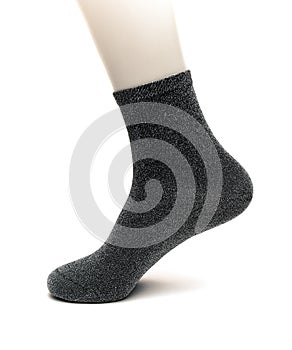 Female stylish trendy sock on a white background