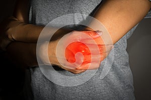 Female suffering from elbow pain