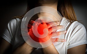 Female suffering pain from chest pain