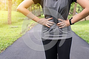 Female suffering from pain and colic is a frequent problem after sport exercise running jogging and workout
