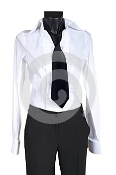 Female suit with a necktie