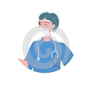 female surgeon doctor with stethoscope in uniform healthcare concept portrait