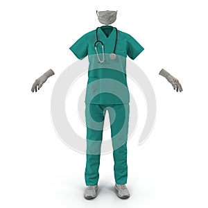 Female Surgeon Dress on White 3D Illustration