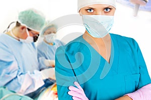 Female surgeon in operation room