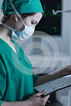 Female surgeon in scrubs