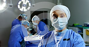 Female surgeon standing at hospital 4k