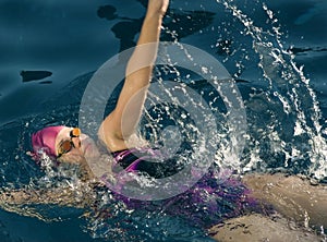 Female Swimmer back stroke
