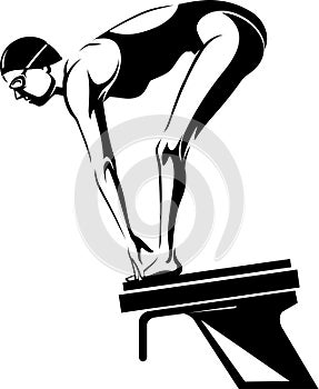 Female Swimmer on a dive platform