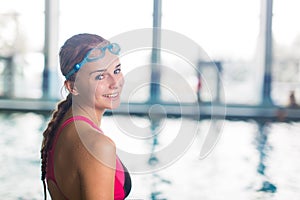 Female swimmer in an indoor swimming pool