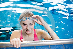 Female swimmer in an indoor swimming pool