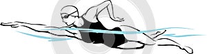 Female Swimmer Isolated Illustration