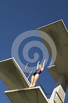 Female Swimmer Ready To Dive