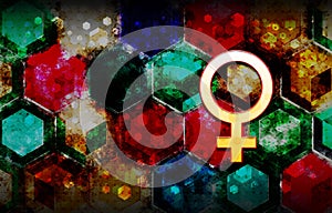 Female symbol icon abstract 3d colorful hexagon isometric design illustration background