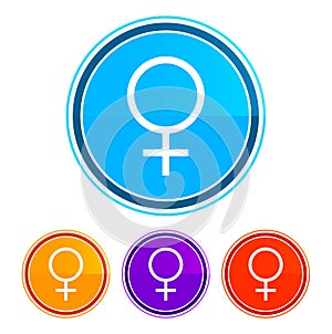 Female symbol icon flat design round buttons set illustration design