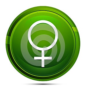 Female symbol icon glassy green round button illustration