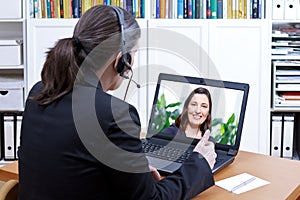 Female teacher headset online course