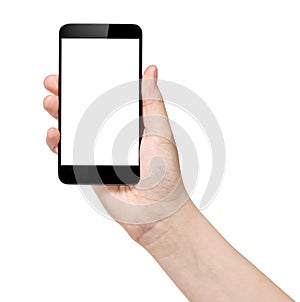 Female teen hand holding generic smartphone