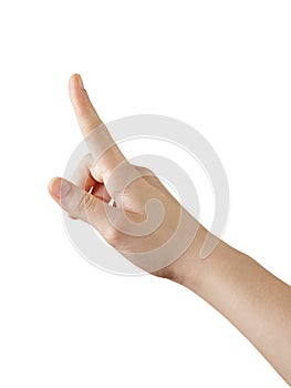 Female teen hand pointing or clicking something