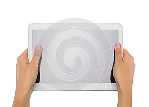 Female teen hands holding generic tablet pc