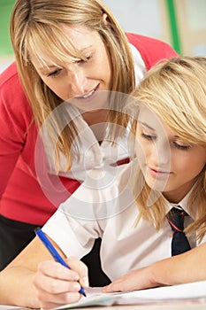 Female Teenage Student Studying