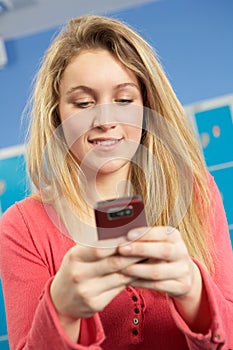 Female Teenage Student Using Mobile Phone