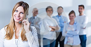 Female telephonist in headset