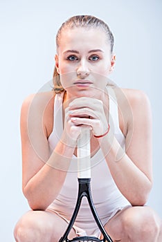 Female tennis player with racquet
